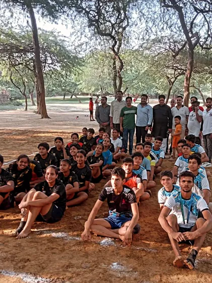 A picture of our Nayan Sports Club (N.S.C.) family at our home ground. We are proud of the community we have built around the sport of kabaddi.