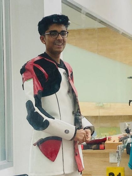 A portrait of one of our dedicated young shooters, ready for his next competition.