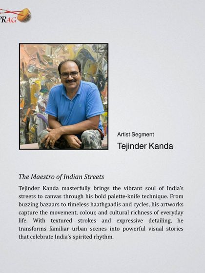 An introduction to Tejinder Kanda, the maestro of Indian streets, who uses a bold palette-knife technique to capture the movement, color, and cultural richness of urban life.