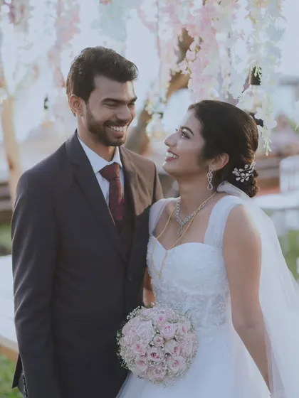 A classic, romantic portrait from a Christian wedding. I work with couples from all backgrounds to tell their unique love story, whether it's in a church or a temple.