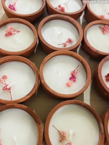 These hand-poured terracotta candles with floral touches are perfect for Raksha Bandhan and Friendship Day, rooted in tradition and glowing with emotion.