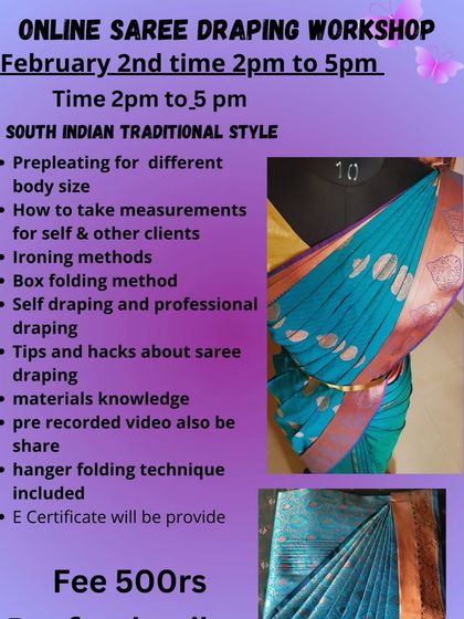 This workshop focused on practical skills like pre-pleating for different body sizes and ironing methods.