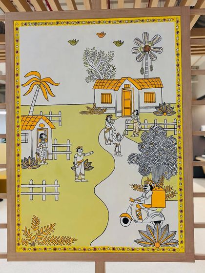 Another shot of the Amazon canvas, showing the clean lines and detailed illustrations that bring the village scene to life.