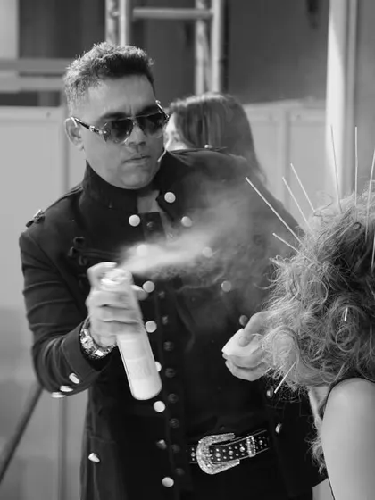 In the zone, creating an avant-garde hairstyle live on stage. These events are where we push the boundaries of creativity.