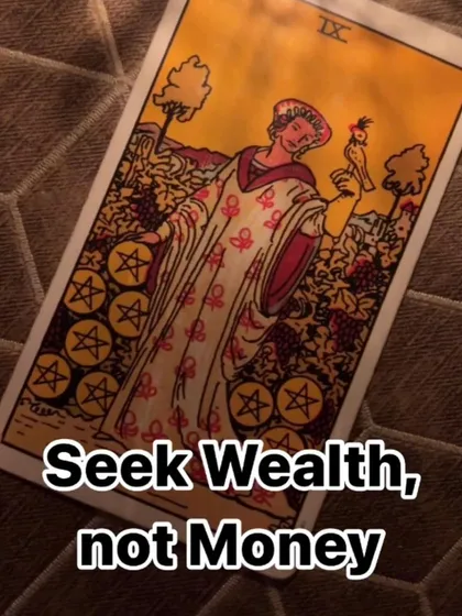 A tarot philosophy lesson on the Nine of Pentacles. This card teaches us to seek wealth, not just money. True wealth is the richness of life, freedom, and fulfillment. Money is simply the tool to achieve a life of value and meaning.