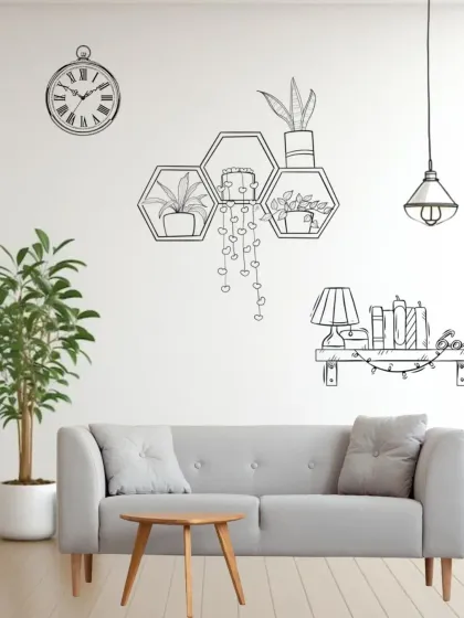 We continue to layer in details, like a small floating shelf with books and fairy lights, adding warmth and character.