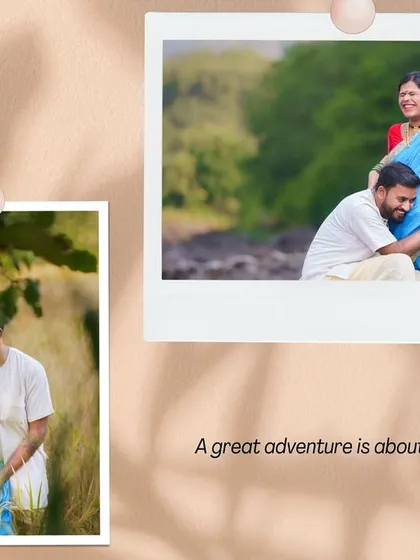 A beautiful moment between an expecting couple during their traditional outdoor maternity shoot. The husband-to-be listens to the baby bump, a classic pose that is full of emotion and anticipation, all while they are dressed in traditional Marathi attire.