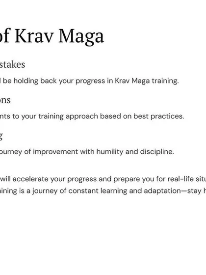 The journey of Krav Maga is one of constant learning. You must recognize your mistakes, implement corrections, and embrace the process with humility and discipline to prepare for real-life situations.