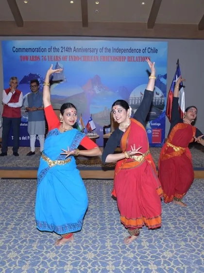 Performing with my disciples for the National Day ceremony of the Embassy of Chile. This piece was specially choreographed to celebrate the cultural exchange between our countries, blending Indian and Chilean artistic sensibilities.