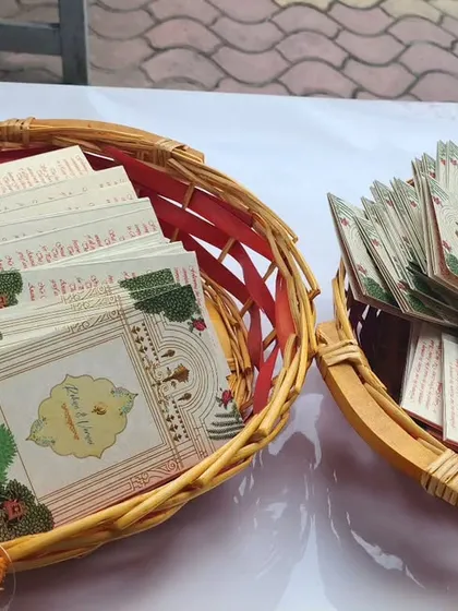 Custom designed wedding stationery for a Punjabi ceremony. The cards were designed in English to help international guests understand the meaning behind the rituals, showing a thoughtful approach to planning.