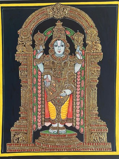 To make our art more accessible, we offer basic sizes like this 10x12 inch Lord Balaji painting. It maintains all the traditional richness and detail at a more affordable price point.