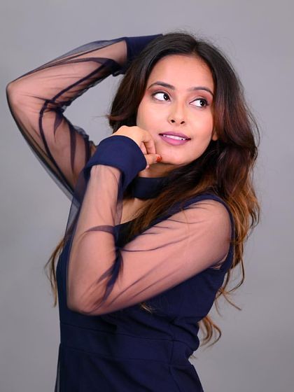 A playful and candid-style shot, adding personality and movement to the series.