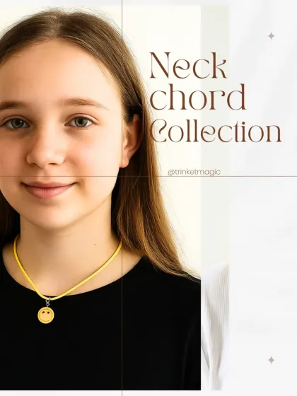 Nothing beats seeing my creations bring a smile to someone's face. This smiley charm on a bright yellow cord is part of my Neck Chord Collection, perfect for a fun, everyday look. It's lightweight, trendy, and super cute.