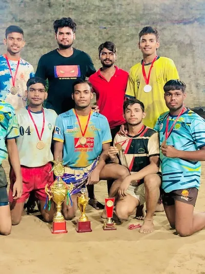 The winning team photo after becoming champions at the Ujada Modinagar tournament.
