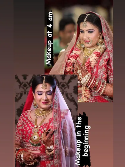 This bride shared her pictures from the beginning of the event until her vidai at 4 am, showing how her makeup stayed flawless.