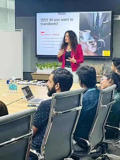 During an interactive workshop, I guide participants to explore their personal motivations for transformation. Understanding the 'why' is the first step toward building an authentic and impactful professional presence that aligns with your goals.