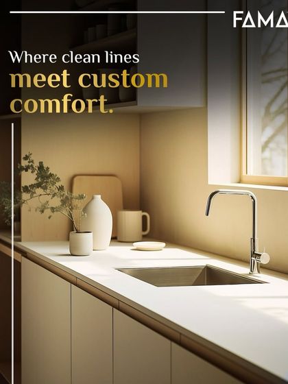 This is where clean lines meet custom comfort. The minimalist, handleless cabinets and integrated sink create a seamless look, while the natural light makes the space feel warm and inviting.