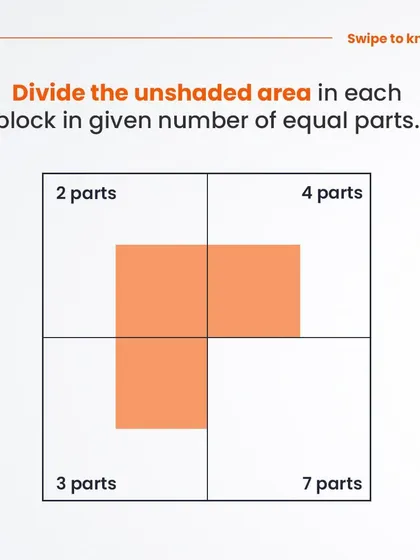 The challenge: divide the unshaded area in each of the four blocks into a specific number of equal parts. It's trickier than it looks.