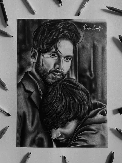My charcoal portrait of Shahid Kapoor as Bloody Daddy. I wanted to capture that 'dark horse energy' and the intense, gritty look that he brought to the character.