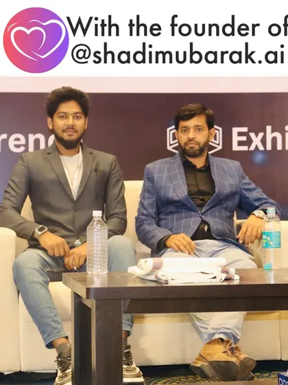 My presence at professional events like the Bangalore Business Summit is a testament to my commitment to building a credible and serious platform. Here I am with my founder, discussing the future of wed-tech and matchmaking.