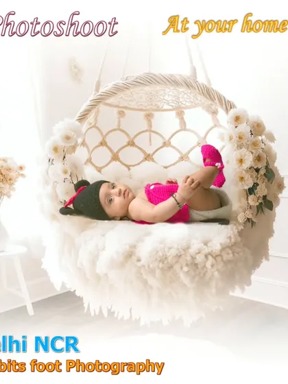 Another example of a beautiful setup, a hanging swing chair, that I can provide for an at-home photoshoot. Your baby stays comfortable while I create stunning images.
