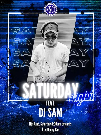 This event poster captures the city nightlife vibe of my Saturday night sets, promising a night of great music and energy.