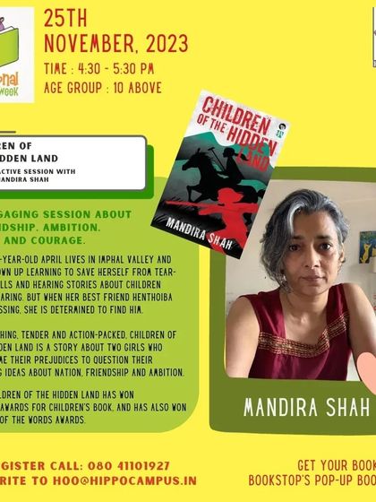 Announcing our session with Mandira Shah for older readers as part of our National Library Week celebrations.