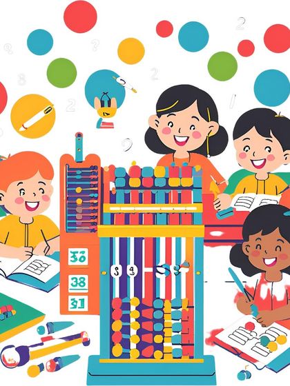 A joyful illustration of children learning with their teacher. This reflects the happy and collaborative spirit of my classes.