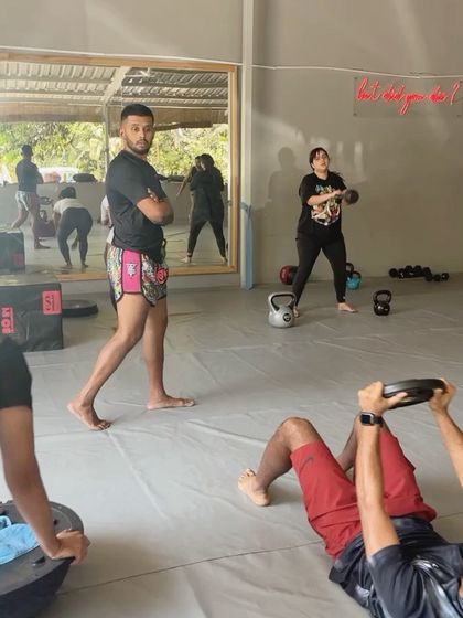 A coach's-eye view of a strength and conditioning class in full swing.