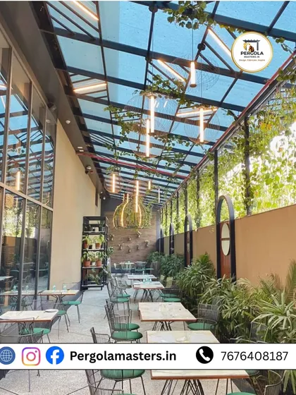 For this café, we installed a full-length glass pergola to create a bright, inviting, and weather-proof dining area. The transparent roof maximizes natural light, making the space feel open and connected to the outdoors, while protecting patrons from the elements, effectively increasing the usable seating area year-round.