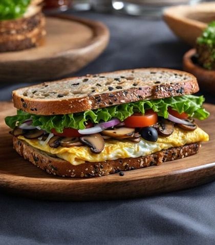 For a hearty and healthy option, try our Sautéed Mushroom Egg Sandwich. We pair savory sautéed mushrooms with a fluffy egg and fresh veggies on artisanal bread for a delicious and satisfying meal.