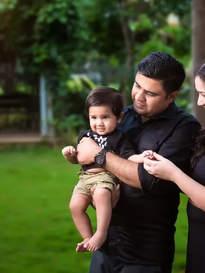 My photography isn't limited to the studio. We can head to your favorite park or any outdoor location in Bangalore for a natural family photoshoot. The soft, golden light and lush greenery here create a warm, relaxed setting for authentic family interactions.