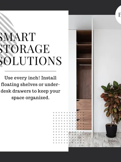 Smart storage solutions are essential for an organized home. We use every inch, installing floating shelves and under-desk drawers to keep your space tidy and clutter-free.