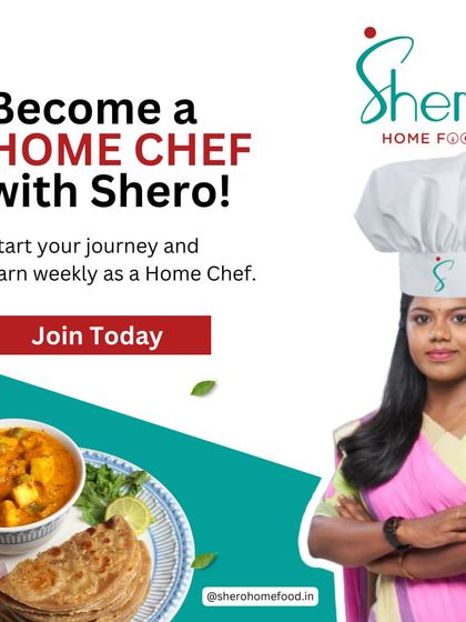 Ready to earn from your passion? This call to action clearly states the opportunity: become a home chef with us and start earning weekly. The image of a confident home chef next to a professionally presented meal shows the transformation we help you achieve.