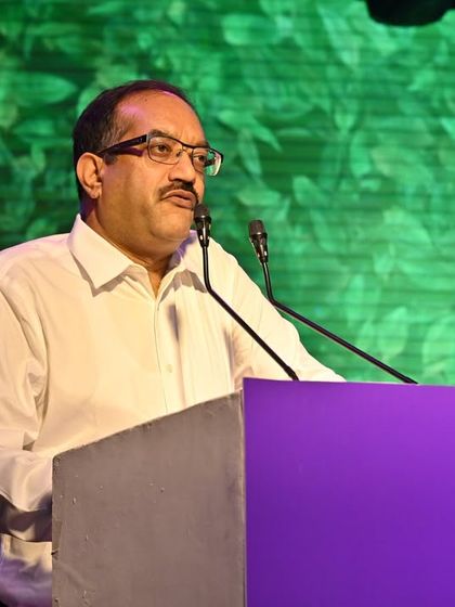 Shri Amit Jain, President of our Irrigation Division, addresses the attendees at 'Udgosh 2.0', outlining our strategy and vision for the future.