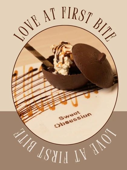 One of our signature desserts, served in a chocolate bowl. I believe every bite should be a journey to dessert paradise, and this treat is truly love at first bite.