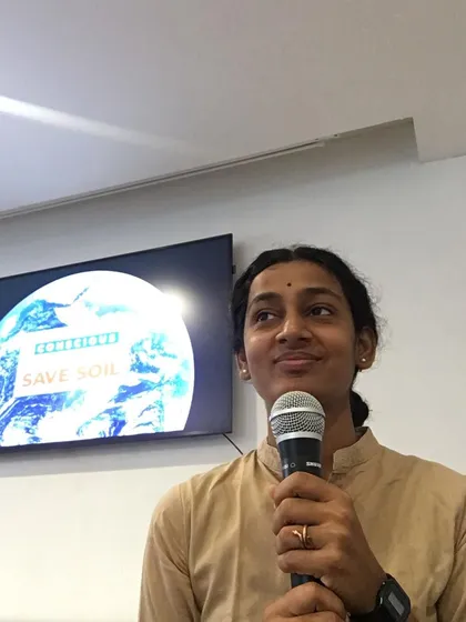 Leading a wellness session for the team at Samsung. It was a full circle moment, being back in a corporate office, but this time sharing the tools of inner engineering that have made such a difference in my own life.