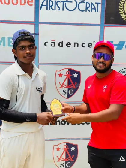 Garv Gaur receiving the Best Fielder award for his excellent performance in the U-16 tournament. His agility and commitment in the field were outstanding.