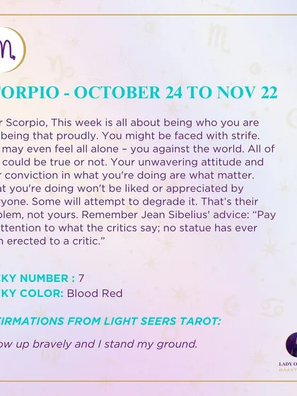This week's tarot guidance for Scorpio. The message is about being proudly and unapologetically yourself, even if you face strife or criticism.