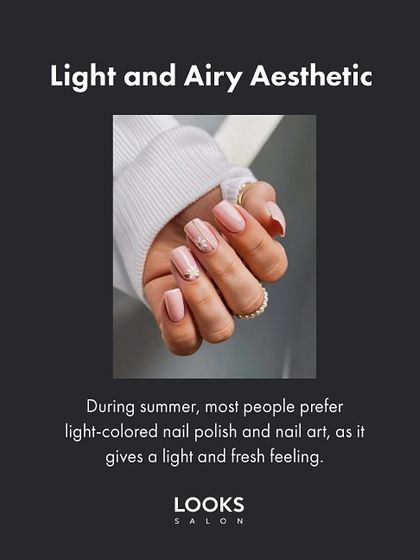 For summer, I love a light and airy aesthetic. This design features a soft pink base with a touch of gold glitter, giving a fresh and delicate feel that's perfect for sunny days.