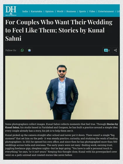 A feature on my work and philosophy. This article offers insight into my belief that every couple has a story, and my job is simply to help them see it.
