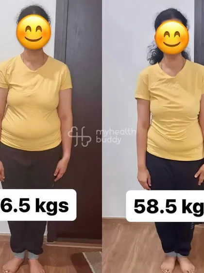 This client lost 8 kgs in 3 months. Despite a hectic work life, she balanced everything and built a new, healthy lifestyle.
