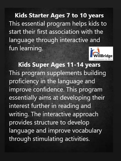 We offer structured programs for different age groups to ensure the learning is just right for your child. The Kids Starter program focuses on fun and games for younger children, while the Kids Super program helps older kids master public speaking, reading, and writing.