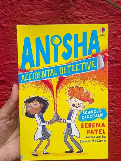 A new addition to our classroom library, "Anisha, Accidental Detective." We are always looking for exciting new books to use in our lesson plans and as material for our students' exams.