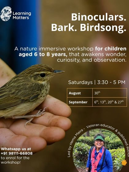 Announcing two new after-school workshops. We offer "Stories, Sound & Self-Expression" for early literacy and "Binoculars, Bark, Birdsong" for nature immersion, both designed to spark joy and curiosity.