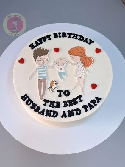 A heartwarming and simple hand-painted cake for the "Best Husband and Papa."