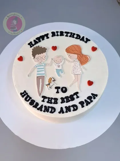 A heartwarming and simple hand-painted cake for the "Best Husband and Papa."