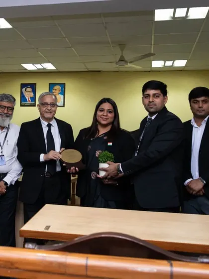 Receiving a memento after judging a moot court competition at B.S. Anangpuria College of Law. It is always an honor to be recognized for my contribution to legal education.