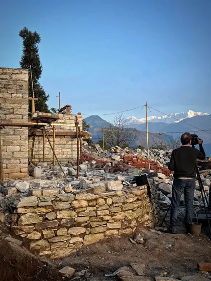 We spent an incredible week with photographer Ariel Huber documenting the work in progress at our Uttarakhand sites. His images capture the raw beauty of the construction process against the backdrop of the snow-capped mountains.