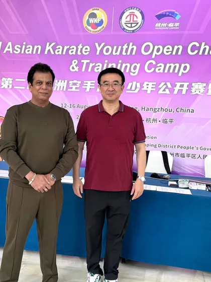 With my friend Mr. Zhang Zhi, President of the Chinese Karate Federation, during the 2nd AKF Youth Open Championship and Camp in Hangzhou.